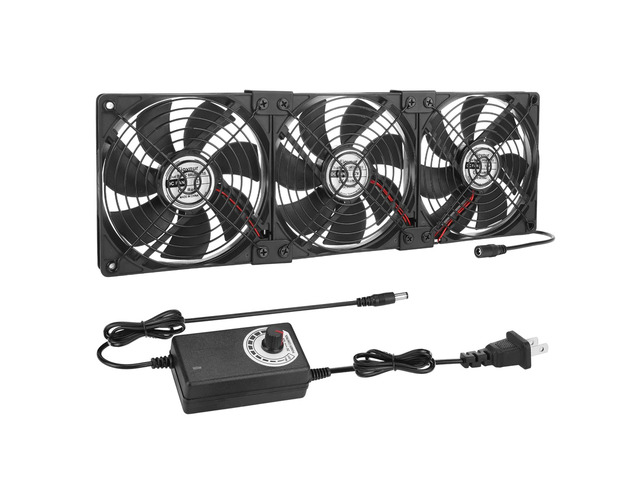 Eiovnur Big Airflow 3 x 120mm 14'' Computer Fan with AC Plug, AC 110V ...