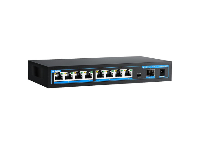 Terow TEROW 8-Port 2.5Gb POE Switch with 1*10Gb SFP Uplink, Featuring 9*2.5G ...