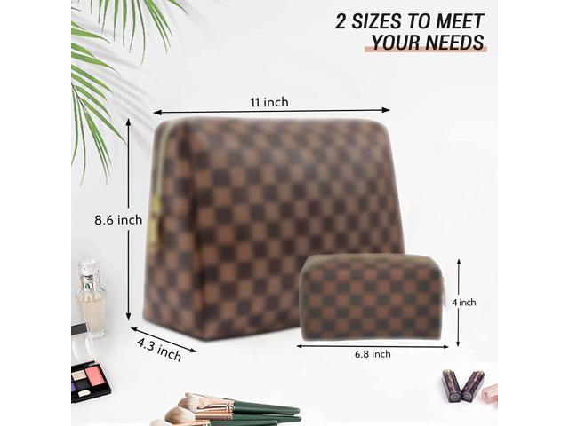 Dropship Checkered Makeup Bag; 2Pcs Travel Cosmetic Bags; Portable Toiletry  Organizer For Women; Lightweight And Waterproof Leather Toiletries Bag For  Girl Friend Wife Christmas Gifts; Brown to Sell Online at a Lower