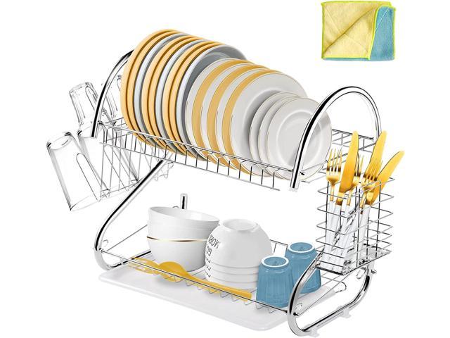 Dish Drying Rack, Multifunctional S-shaped Dual Layers Bowls Dishes  Chopsticks Spoons Collection Shelf Drying Drainer Draining Rack & Kitchen  Ware Storage Rack 