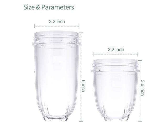 Bullet Blender Cups Replacement 16 ounce Cup and 12 ounce Short Cup for  250W MB1001 Series Juicer Mixer Easy to Use 