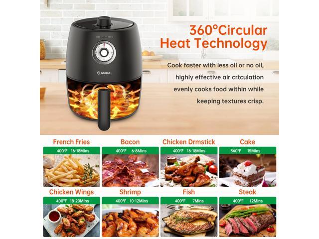 Black 2 qt. Compact Mini Air Fryer with Air Fryer Cookbook and 50