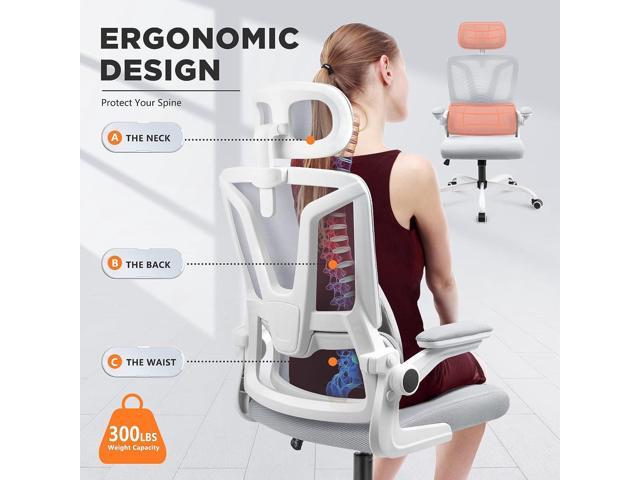 Soontrans Ergonomic Office Chair With Lumbar Support Pillow, Mesh Office  Chair With Adjustable Arms & Headrest, Rocking Office Desk Chair,  Comfortable Ergonomic Chair, Comfy Ergo Chair For Home - Grey 