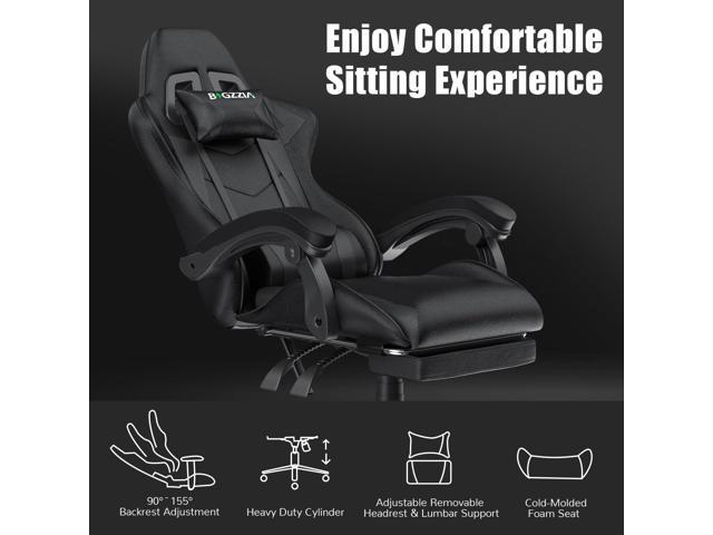 Bigzzia Gaming Chair with Footrest, Computer Chair with Lumbar