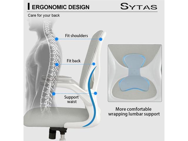 Sytas Home Office Chair Ergonomic, Mesh Desk Chair Lumbar Support,  Ergonomic Computer Chair Adjustable Armrest