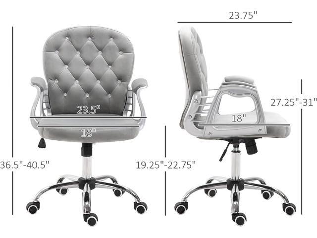 Vinsetto Vanity Middle Back Office Chair Tufted Backrest Swivel Rolling  Wheels Task Chair with Height Adjustable Comfortable with Armrests, Gray