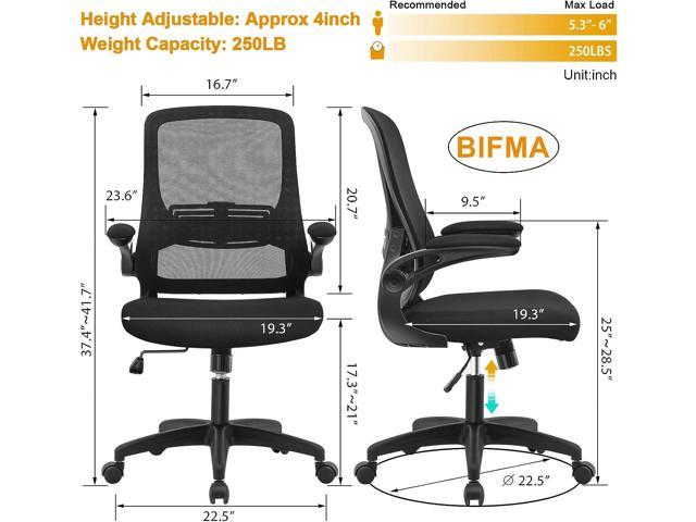 Office Chair Desk Chair with Adjustable Lumbar Support and Height, 90°  Flip-Up Armrests, Ergo Desk Chairs with Wheels, 360° Swivel Mesh Chair, Home  Work Use (White) – Built to Order, Made in