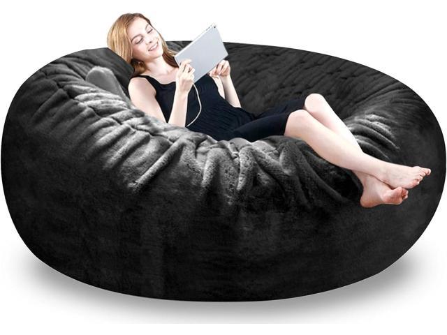 Dropshipping Fluffy Velvet Giant Bean Bag Chair Cover No Filler Big Beanbag  Sofa Bed Seat Pouf Ottoman Couch Ottoman Puff - AliExpress