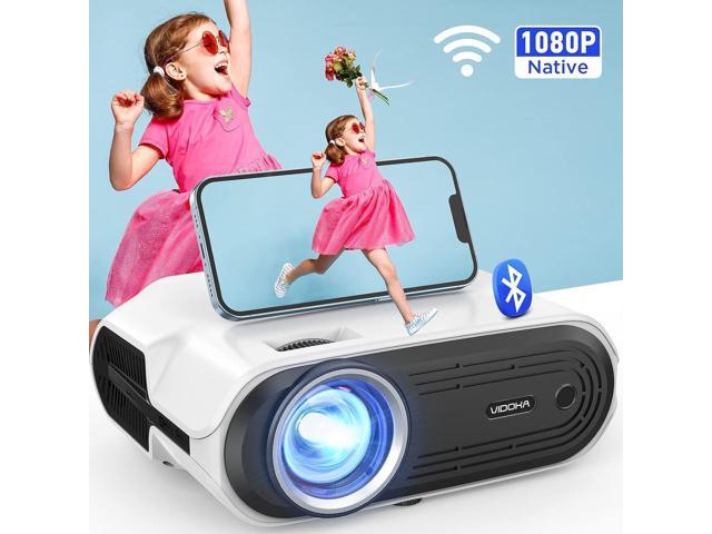 VIDOKA WiFi Bluetooth Projector, 8000L Native 1080P HD Projector for Home and Outdoor, Support Wireless Mirroring for iPhone/iPad and Samsung, One Click Zoom Video, Compatible w/ TV Stick/Laptop/PC