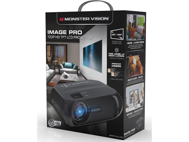 Monster Image Pro Extra-Bright LCD Projector, 2000 Lumens, Projects Up to  16ft, Max Resolution: 1080 HD, Universal Image/Audio/Video Support,  AV/USB/HDMI/SD Input, Welcome to consult