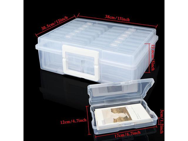 16 Transparent 4x6 Photo Storage Boxes and Organizer with Handle