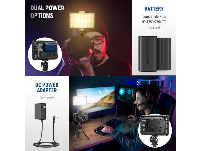 NEEWER On-Camera LED Panel Lights Dimmable 176 LED Video Light with 2-Pack  Battery and Dual USB Battery Charger for Photo Video Shooting