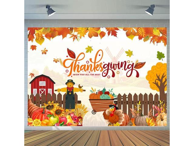 CYLYH 8x6ft Cartoon Fall Photography Backdrop Autumn Maple Forest Leaves  Pumpkin Party Background Thanksgiving Party Supplies Farm Harvest Event  Banner Baby Shower Thanksgiving Photo Backdrop D583