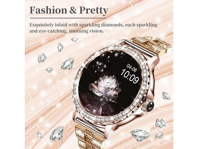 Smart Watches for Women (Answer/Make Call) with Diamonds, 1.3” HD Touch  Screen Bluetooth Smartwatch for Android iOS Phones, Fitness Activity  Trackers