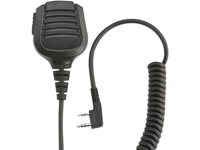 Rugged Remote Shoulder Speaker Mic for Off Road Racing Radios 2-Pin Kenwood   Baofeng Connects to Two Way Handheld Radio and 3.5 Ear Piece Jack 