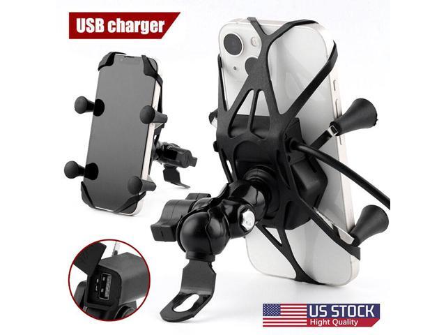 Motorcycle Phone Mount With Charger Wireless & USB C, IP66 Waterproof Motorcycle Phone Holder For 4' - 7' Cellphone, One-Handed Operation