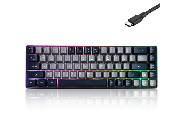 Wired Portable 60% Mechanical Feeling Gaming Keyboard,RGB LED Backlit ...