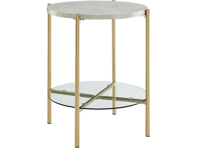 Walker Edison Blaine Mid Century Modern Marble and Glass Round Accent ...