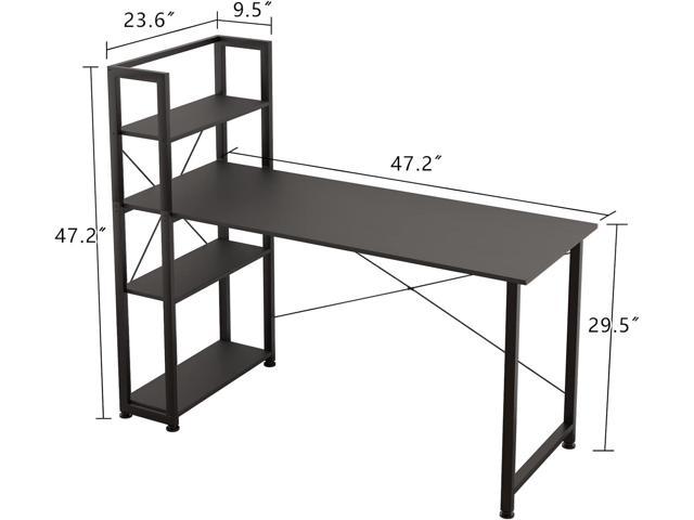 VERMESS Computer Desk with 4 Tiers Shelves, 47 Inch Sturdy Table with ...