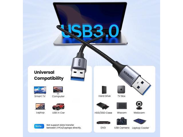 UGREEN USB to USB, 5 Gbps USB 3.0 Cable, Nylon Durable Male to Male Cable,  Compatible with Hard Drive, Cooling Fan/pad, Camera, DVD Player, TV, Flash