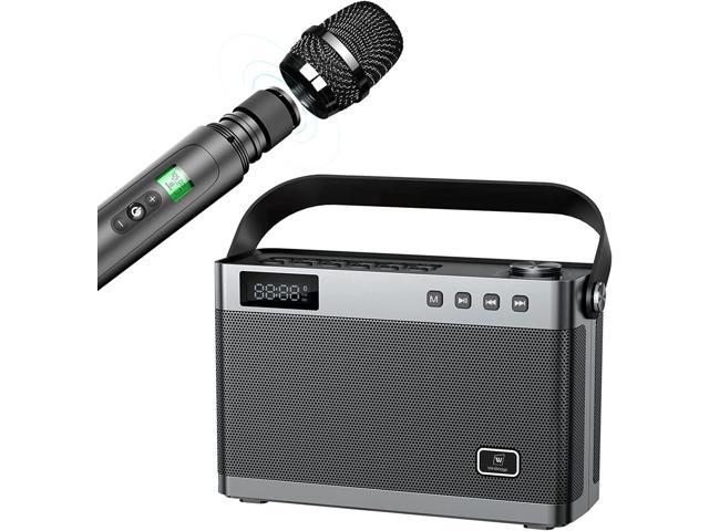 W WINBRIDGE Karaoke Machine with Wireless Microphone, Bluetooth Portable PA  Speaker System Built in Soundcard Remote Control with Guitar Input,  AUX/USB/SD for Professional Home KTV, Party, Speech T9 