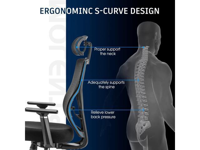  Ergonomic Office Chair, Home Office Desk Chair with Adjustable  Headrest & Lumbar Support. High Back Mesh Computer Chair with Thickened  Cushion &Flip-up Armrests, Task Executive Chair (Graphite) : Home & Kitchen