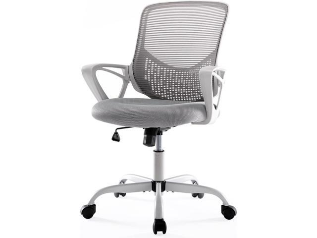 Tangkula Computer Desk Chair Adjustable Office Chair Swivel Vanity Chair  White