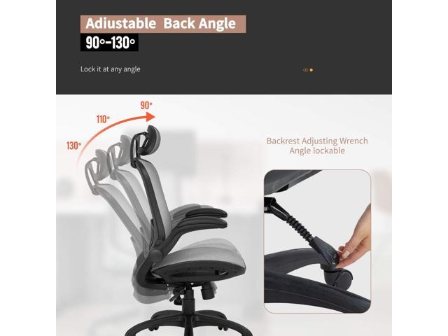 Giantex High Back Mesh Office Chair, Ergonomic Executive Chair w/Adjustable  Reclining Angles, Lumbar Support & Coat Hanger, Rolling Computer Desk Chair,  Grey 