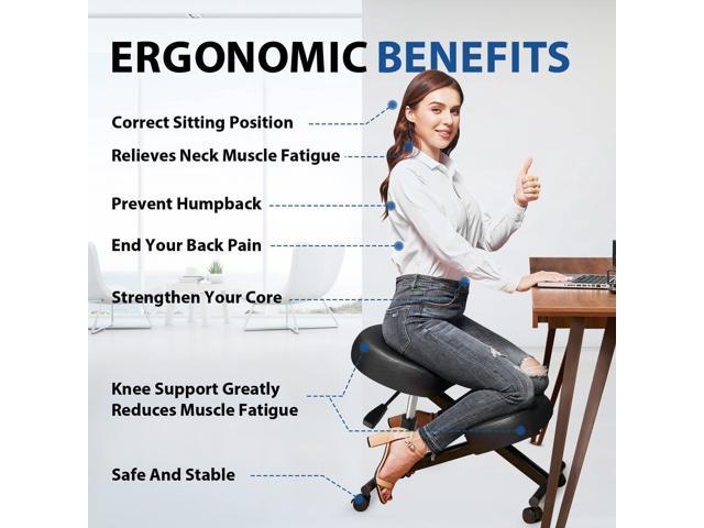 Ergonomic Office Kneeling Chair, Height Adjustable Stool with Thick Foam  Cushions and Smooth Gliding Casters to Improve Posture and Relieve Pain,  Multifunctional Design for Home and Office 