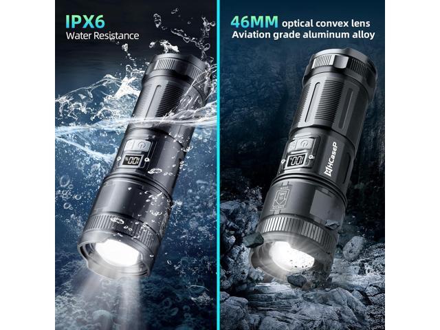 Rechargeable LED Flashlights High Lumens: 120000 Lumen Super Bright  Flashlight, 7 Modes with COB Work Light, IPX6 Waterproof, Powerful Handheld Flash  Light for Emergencies, Camping, Hiking
