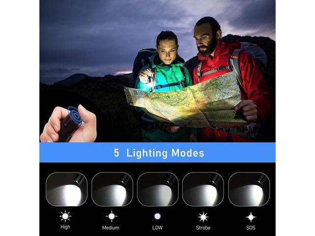 Blukar LED Flashlight, [2 Pack] Super Bright Adjustable Focus Flashlights,  5 Lighting Modes, IPX6 Waterproof Pocket Size Torch for Power Cuts,  Emergency, Outdoor (6 AAA Batteries Included) 
