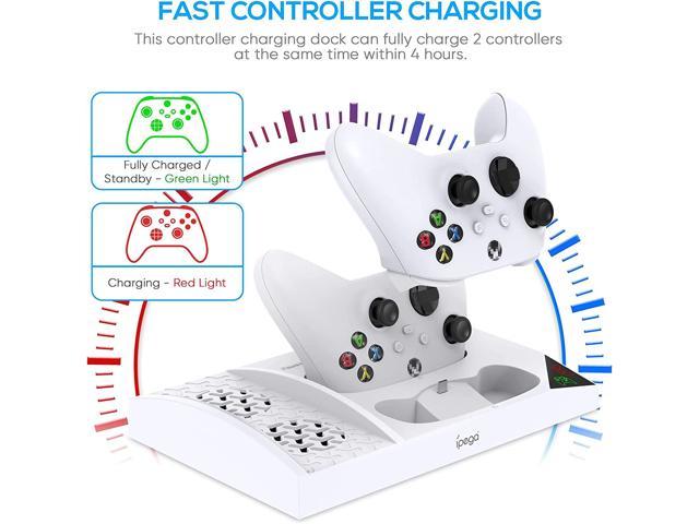  Charging Stand for Xbox Series S Console,Powerful Cooling Fan  Dual Wireless Controller Charger Station Dock with 2 x 1400mAh Rechargeable  Batteries Packs,Headset Holder for Xbox Series S,White : Video Games