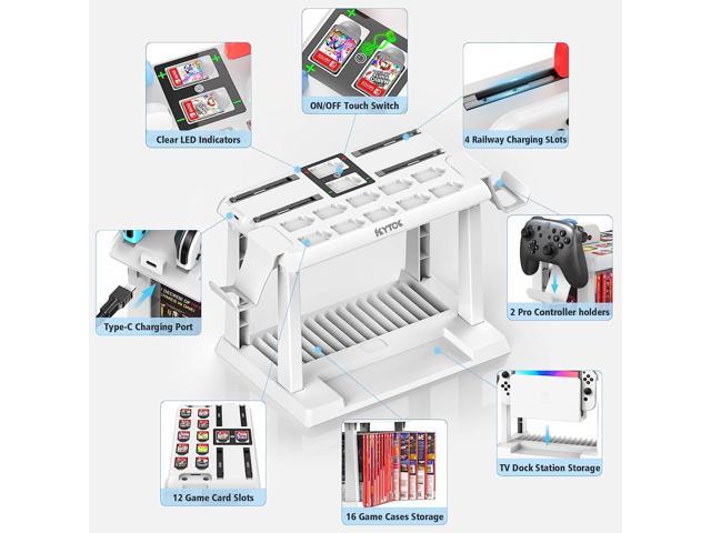 Switch Games Organizer Station with Controller Charger, Charging Dock for  Nintendo Switch & OLED Joycons, Kytok Switch Storage and Organizer for