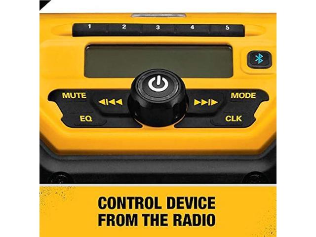 DEWALT 20V MAX Bluetooth Radio, 100 ft Range, Battery and AC Power