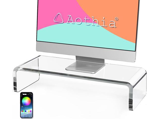  Acrylic Computer Monitor Stand Riser - Gaming Monitor Stand  With LED Light Strip, Desk Shelf For Monitor, Clear Monitor Stand For Home  Office, Laptop Stand With Storage, Desktop Decor, Honeycomb 