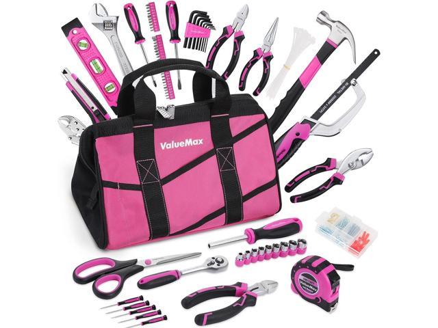 ValueMax Pink Tool Kit, 219-Pieces Home Repairing Tool Set, Household Tool  Kit with Wide Mouth Open Storage Bag, Household Hand Tool Set for DIY,  Gifts and Basic Home Maintenance