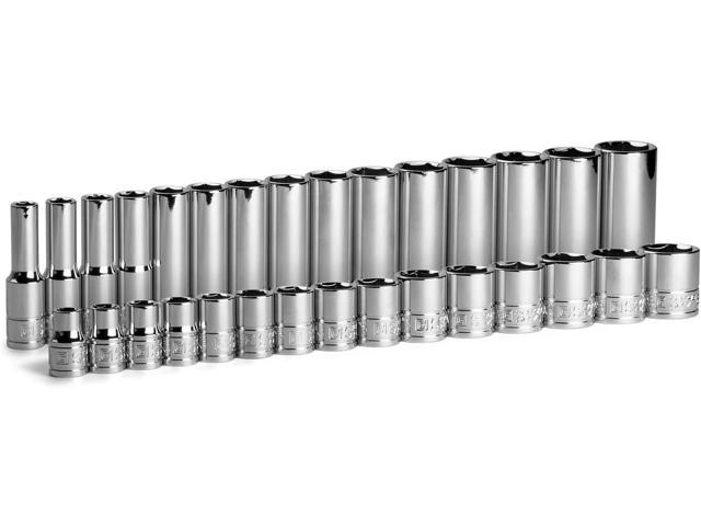 Capri Tools 3/8 in. Drive Shallow and Deep Chrome Socket Set, 6-Point, to  22 mm, 30-Piece