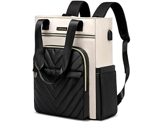  15.6 USB Laptop Tote Bag: Waterproof with 15 Pockets Large Work  Bag Teacher Bag Fits 15.6 inch Laptop for women with Purse : Electronics