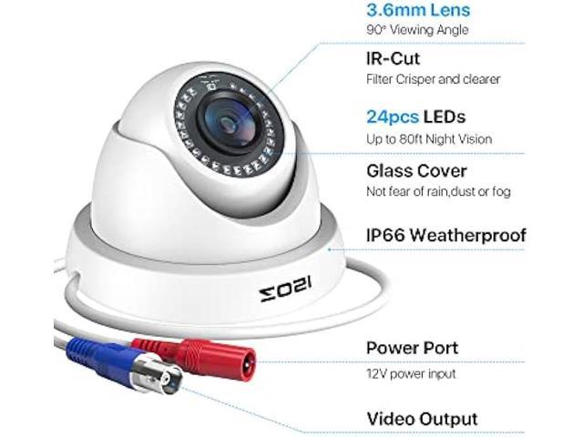 ZOSI 1080p Dome Security Cameras (Hybrid 4-in-1 HD-CVI/TVI/AHD/960H Analog  CVBS),2MP Day Night Weatherproof Surveillance CCTV Camera Dome