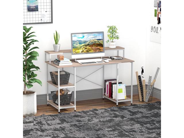 HOMCOM 55 Inch Home Office Computer Desk Study Writing Workstation with ...