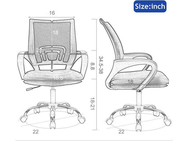 Marsail Office Chair Ergonomic Desk-Chair: Mesh Back Computer Chair with PU  Leather Seat,Adjustable Lumbar Support&Flip-up Armrests, Adjustable Height