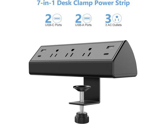 Power Strip Tower with Fast Wireless Charger, Odom 1800 J Surge Protector 4 USB Ports + 10 Outlets + 6 Feet Retractable Extension Cord, Multi Plug Out