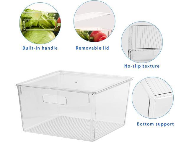 12-pack Clear Refrigerator Organizer Bins with Lids, Stackable Fridge  Organizers And Storage Clear Plastic Fruit Storage Containers for Fridge  with 4 Drain Trays (12pack) 