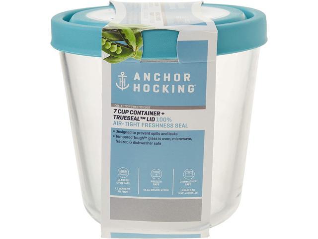 Anchor Hocking Glass Food Storage Container with Lid, 7 Cup Round