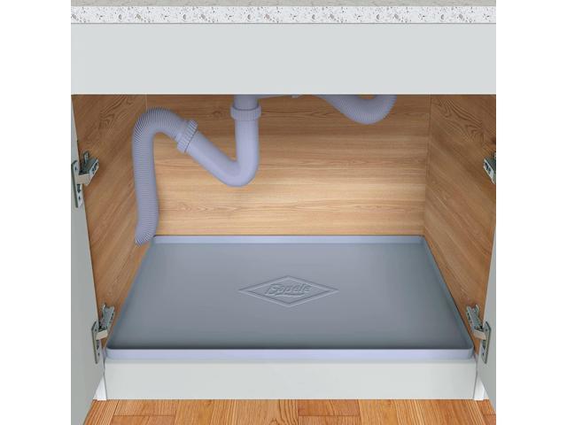 Eapele Under Sink Mat Kitchen Cabinet Tray,34x22,Flexible Waterproof  Silicone Made, Hold up to 3.3 Gallons Liquid (Gray)