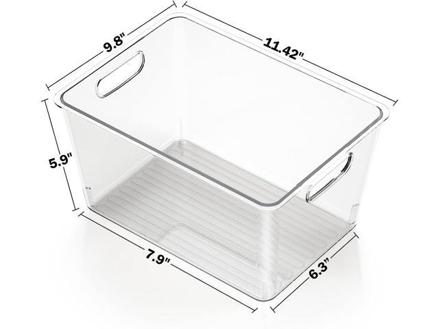 Plastic Storage Bins Stackable, Durable Organizing Container with Handles,  Pack of 4 Portable Clear Plastic Bins, BPA Free Organization Pantry Storage  Bins for Kitchen, Cabinets, Freezer, Bedrooms Etc 