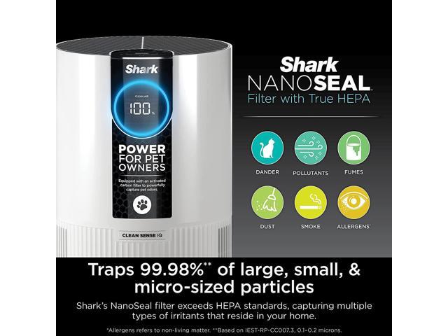 Shark HP102PET Clean Sense Air Purifier for Home, Allergies, Pet Hair, HEPA  Filter, 500 Sq Ft, Small Room, Bedroom, Captures 99.98% of Particles, Pet  Dander, Fur, Allergens  Odor, Portable, White