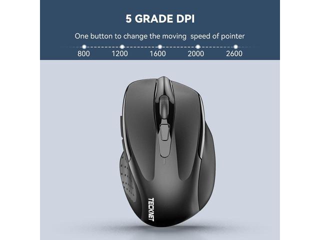 TECKNET 2600DPI Bluetooth Wireless Mouse, 12 Months Battery Life with Grey