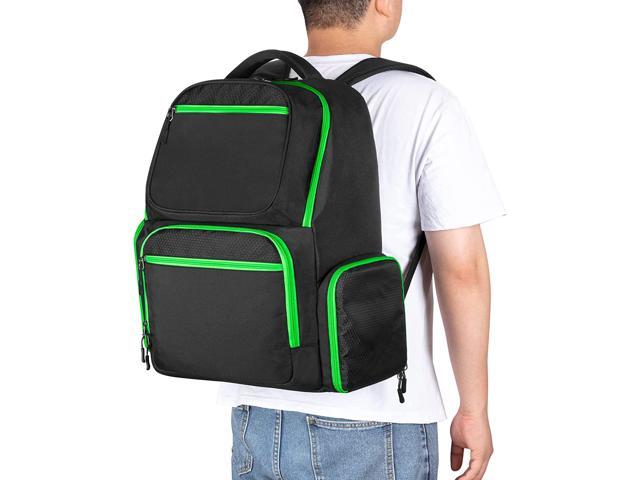 Trunab Travel Backpack Compatible with Xbox Series X Carrying Case Game  Storage Bag with Inner Divider for Xbox X/S Console, Multiple Pockets for  15.6 Laptop and Other Gaming Accessories, Green 