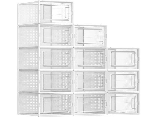 SONGMICS Shoe Boxes, Pack of 12 Stackable Shoe Storage Organizers